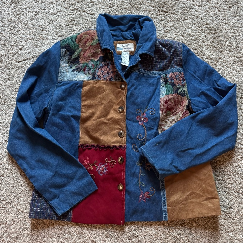 Vintage Patchwork Fall Denim Jacket Koret Women’s… - image 1